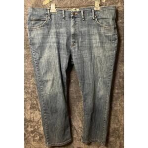 Wrangler Authentic Jeans Men’s 42x28 Blue Relaxed Fit Straight Leg Stretch Denim